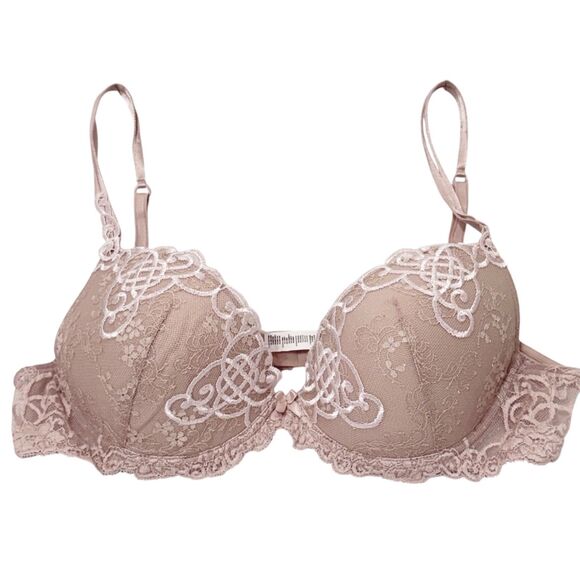 LISE CHARMEL Bra 38C AC8145 Nude Beige Underwire Padded Lace Embroidered - Picture 1 of 10